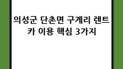의성군 단촌면 구계리 렌트카 이용 완벽 가이드